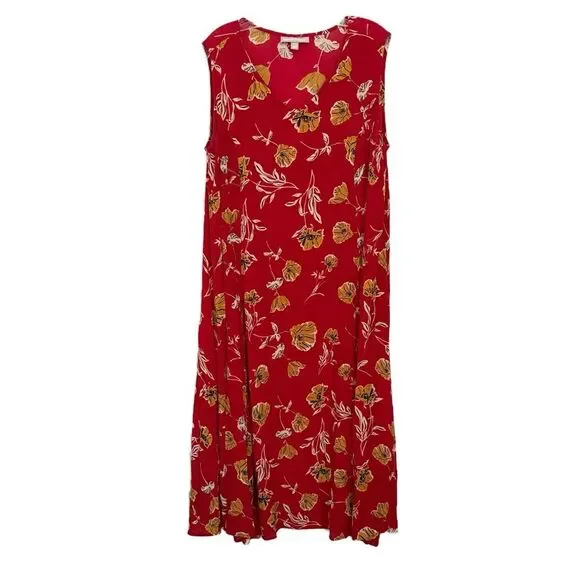 Woman Within Sleeveless Red Floral Shift Dress - Picture 8 of 8